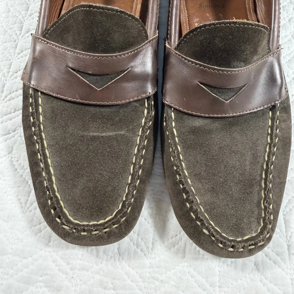 Allen Edmonds Sonoma Mens 9.5 M Dark‎ Brown Suede Penny Loafer Driving Shoes USA